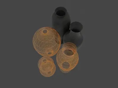 decor 1 set of orange vases 3D model