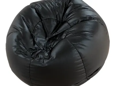 Round Leather Bean Bag 3D model
