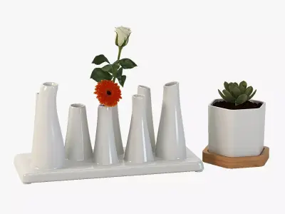 Trendy Ceramic Flower Vase for Table Top Centerpiece Decoration 3D model