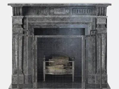 Classic Stone Fireplace 3D model