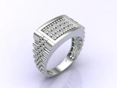 Print Ready STL 3DM  Gents Rings Diamond Men Ring  3D print model 169