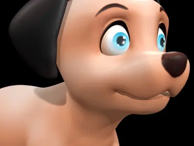 Cartoon Cute Puppy Dog  Low-poly 3D model