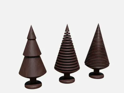 Wood tree decor collection Low-poly 3D model