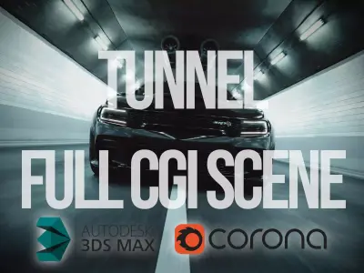Tunnel Full CGI scene for automotive rendering 3D model