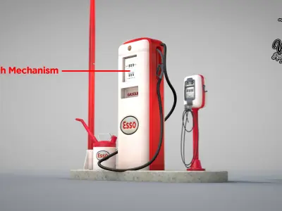 Building - Gas Pump Esso 50S 3D model
