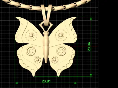 fantasy Butterfly fashion pendant gold silver print 3D print model