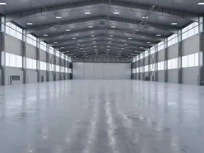 Airplane Hangar Interior 5b Low-poly 3D model