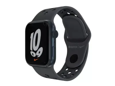 Apple Watch 7 - Silver Stainless Steel Case Midnight Sport Band Low-poly 3D model