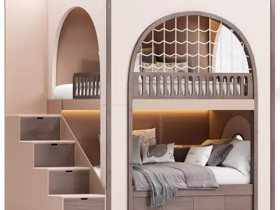 Kids Two Level Bed 3D model