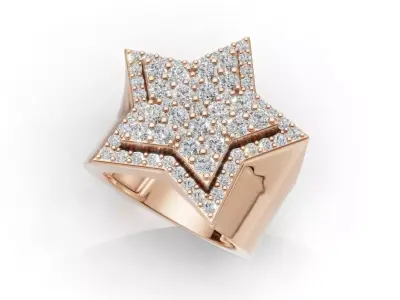 Luxury Star-Shaped Diamond Ring 3D print model