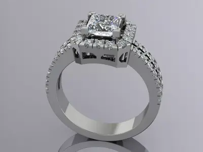 Elegant Princess Gemstone Ring Jewelry 3D print model
