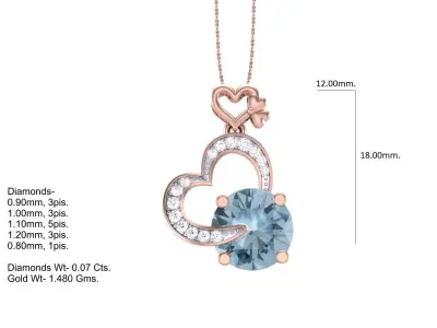 6 LUXURY  WOMEN HEART SHAPE JEWELRY  STL 3DM RENDER DETAILS 3D print model