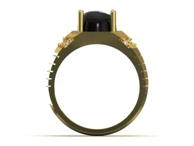 Mens Black Quartz Onyx Diamond STL 3D 3DM Ring model mr0315 3D print model