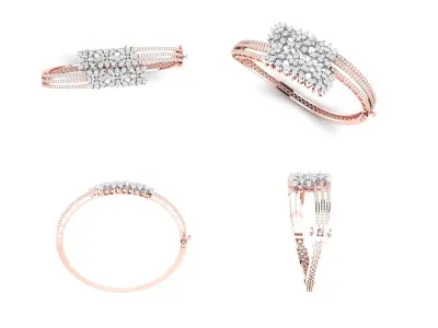 Rose Gold Diamond Woman Bracelet 3D Print Model 3D print model purchase
