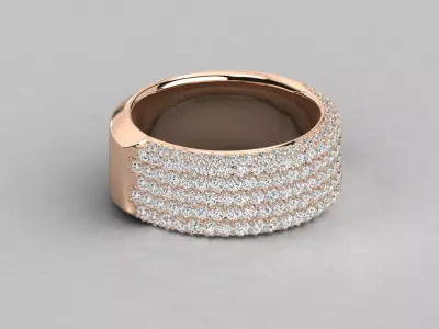 Wide Pave Diamond Multi Row Luxury Band Ring CAD Design 3D print model