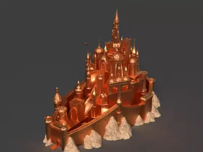 Golden castle  Low-poly 3D model