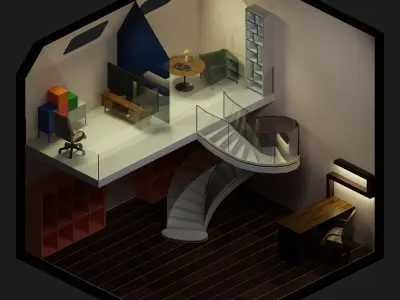 Interiors Pack-1 Low-poly 3D model Low-poly 3D model