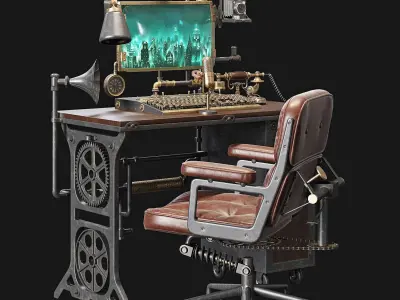Steampunk Style Workplace 3D model