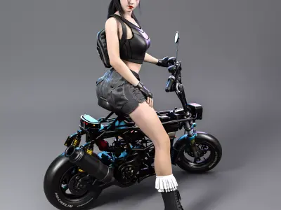 Motorcycle Girl 001 3D model