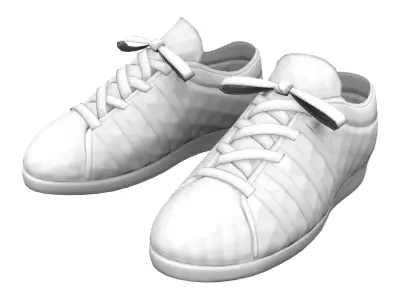 Mens White Sport Shoes Low-poly 3D model