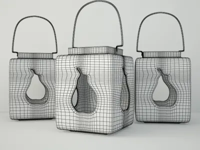Ceramic Lanterns with Apple and Pear CutOut 3D model