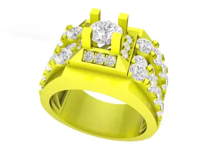 A7257 Korean Style Diamond Men Ring 3D print model
