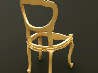 Classic Baroque Style Wooden Chair Base for CNC 3D model