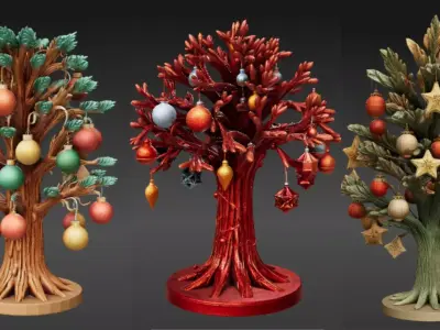 Ornament Tree 3D Model Three Model Pack Hanging Decoration 3D model