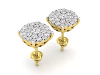 AV 518 Diamond Ladies Fashion Cluster Style Stud Earrings 3D print model