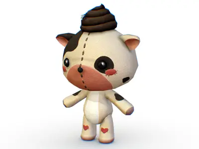 Soft White Bear Toy Rigged Skinned Cuddly Fluffy Plush  Low-poly 3D model