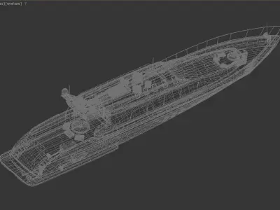 Luxury Open-Style Motor Yacht White with Teak Decks and Navy  3D model