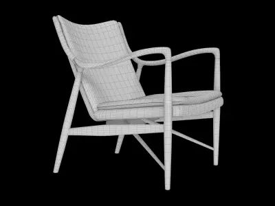 Finn Juhl Nv 45 Chair Velvet DarkBlue Low-poly 3D model