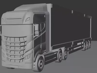 Futuristic Semi truck Game Ready  Low-poly 3D model