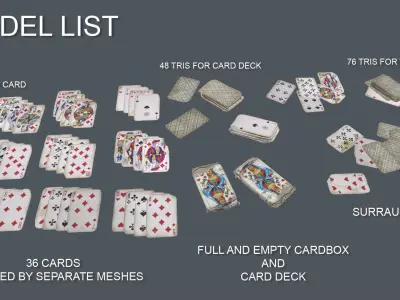 Old Playing Cards Low-poly 3D model