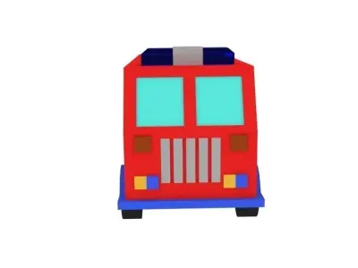 Cartoon Firetruck Toy Low-poly 3D model