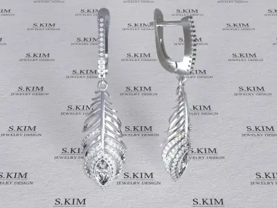 Feather earrings two sizes 3D print model