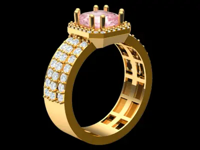 Radiant Rose Gold Crown Ring 3D print model