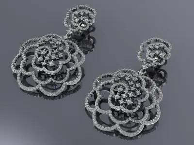 Jewelry  Flower Earrings Gold MM-0068  3D print model