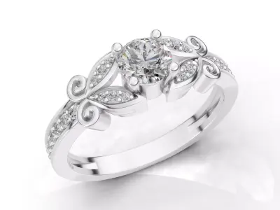 AV 726 Diamond Ladies Unique Vintage Style Engagement Ring 3D print model