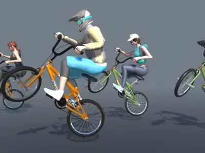 BMX Bike Animations Low-poly 3D model