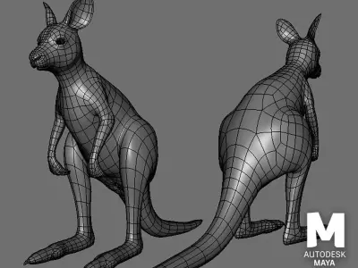 Kangaroo Baby BaseMesh Low-poly 3D model