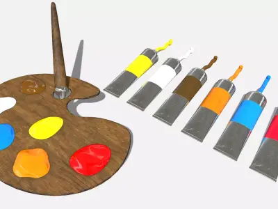 Artist Palette Low-poly 3D model