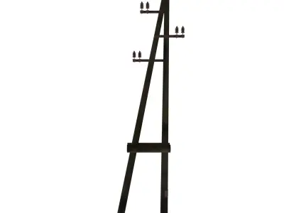 Electricity Pole 10 Weathered Low-poly 3D model