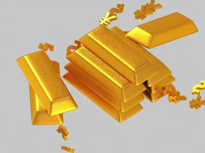 gold bar metal precious value casino scannedprices money bank  3D model