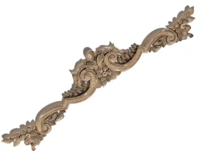 Cartouche-014 ornately carved door handle 3D model
