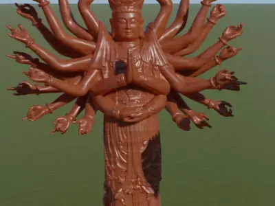Buddhad statue of buddhist deity Low-poly 3D model