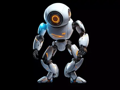 single eye humanoid robot white polish Free low-poly 3D model