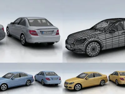 Mercedes Benz C Low-poly 3D model
