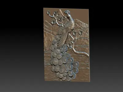 peacock 3d relief model for cnc and 3d printing stl file 3D print model