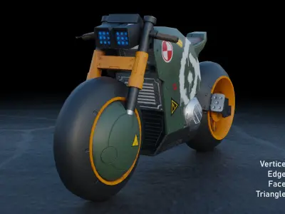 Retrofuturistic Bike Low-Poly 3d Model Low-poly 3D model